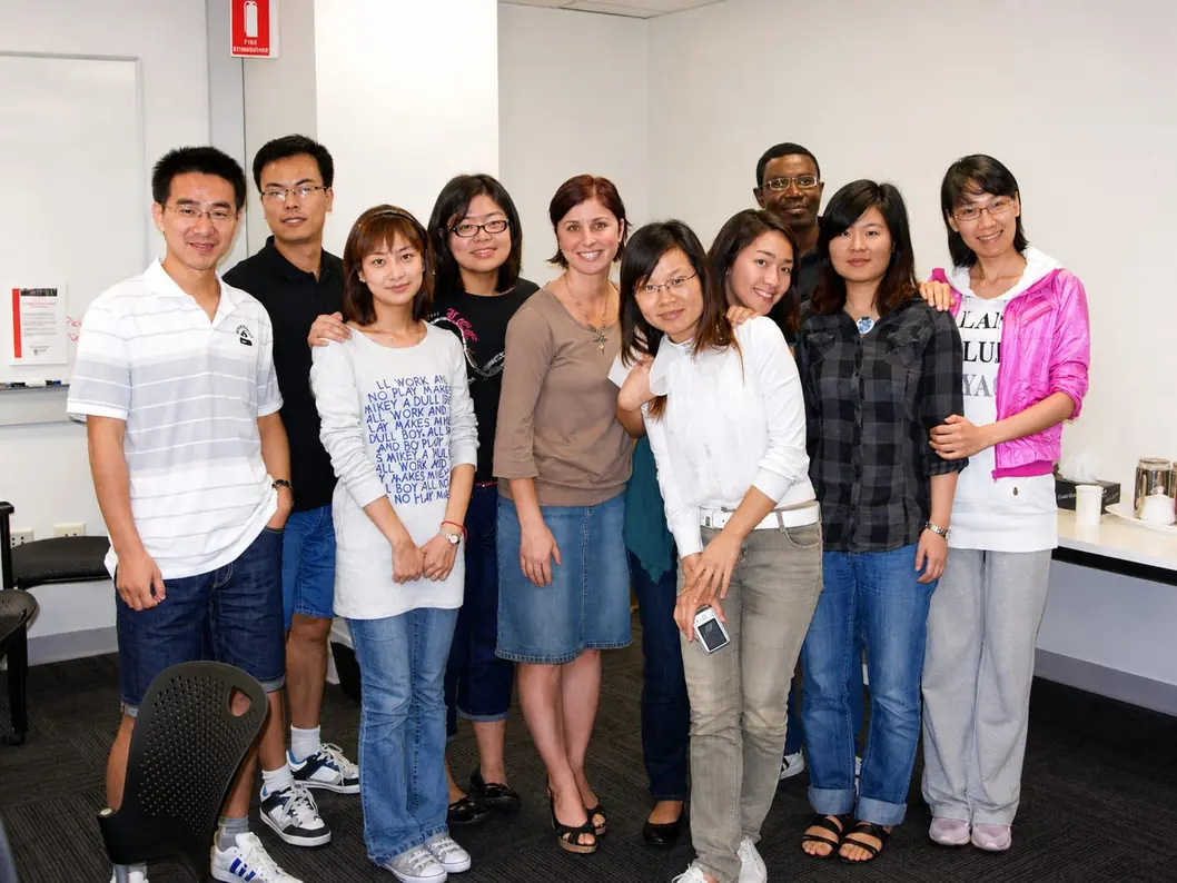 Donna with a group of international students