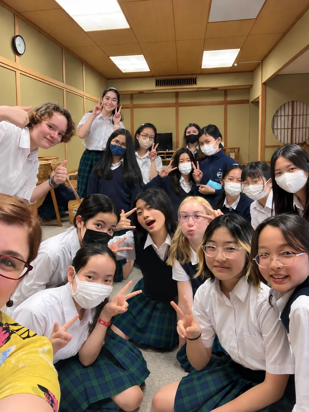 Donna with a group of secondary school students